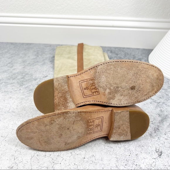 Frye Melissa Canvas and Leather Tall Boots Brown Size 6 - Picture 11 of 11